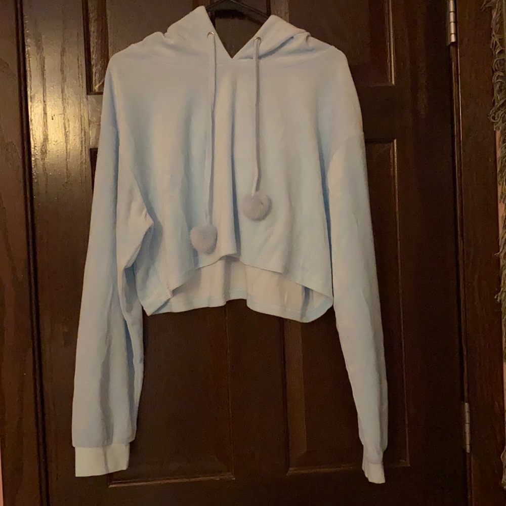 NWOT Club Exx by Dolls Kill Pom Pom Crop Velvet Hoodie